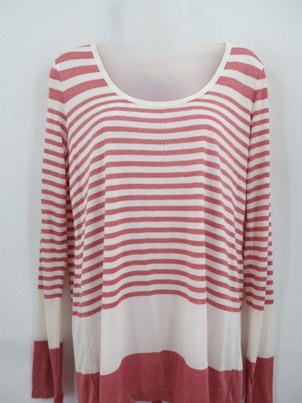 Vince Striped Scoopneck Shirt Tunic Lightweight Mauve Pink White Size Medium - Picture 3 of 10